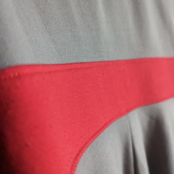 Color block tan, tangerine red and black dress - Picture 4 of 7